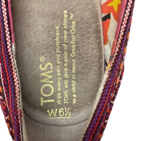 Toms Lina Aztec Print Peep Toe Espradille Wedges Women’s Size 6.5 - Picture 6 of 9